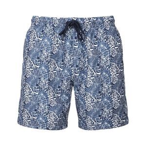 Wombat Mens Leaf Print Swim Shorts / White/Navy